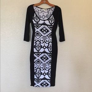 Black and White Fitted Dress